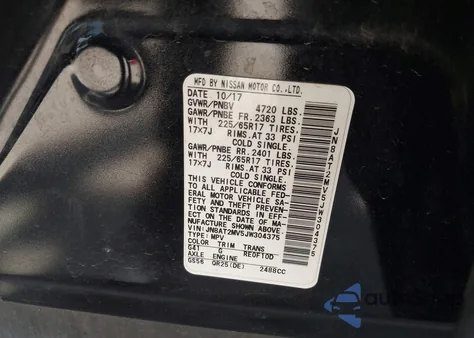 2018 Nissan Rogue Sv z USA, uszkodzony, nr VIN JN8AT2MV5JW304375